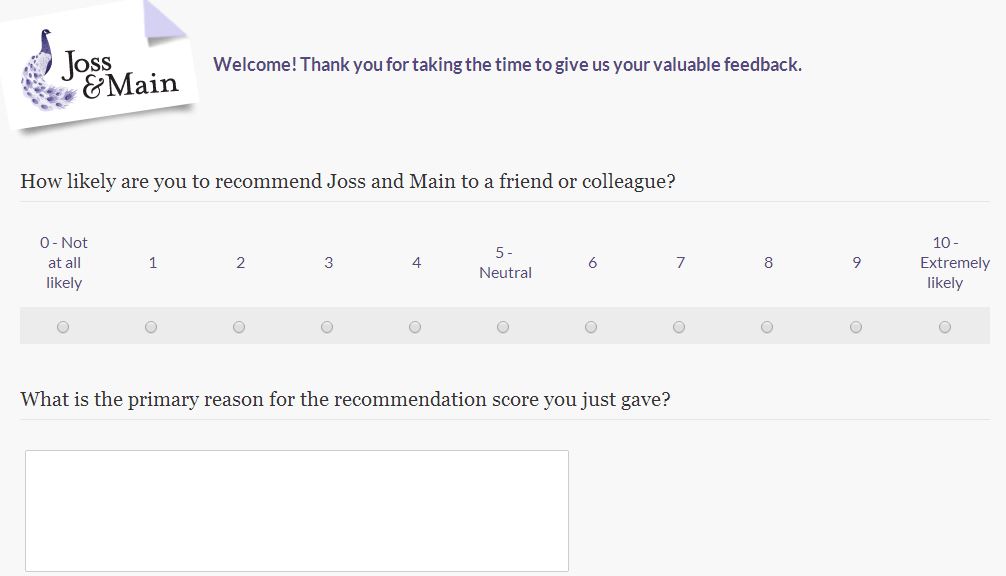 Joss & Main survey